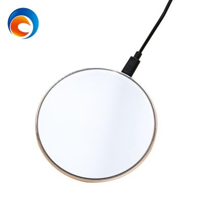 China High Quality Portable Universal Ultra Thin Fast Wireless Charger Mirror Round Mobile Phone 10W Qi Mobile Charger New Product Mobile Charger for sale