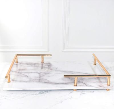 China Eco - Friendly Marble Serving Tray With Metal Rack for sale