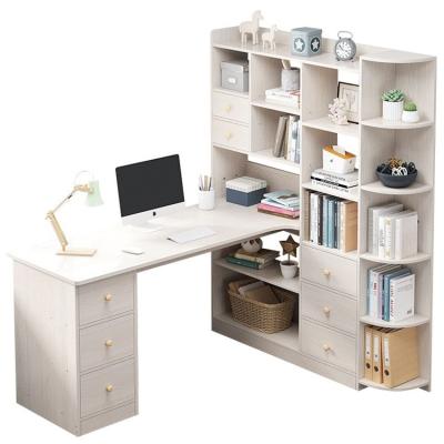 China Wholesale (Height) Adjustable OEM Customized Home Office Office Computer Table Solid Wood Desk With Shelves for sale