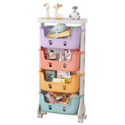 China Baby Modern Multifunctional Indoor Shelf Storage Box Cabinet 3 Tier Bookshelf Kids Toys Storage Plastic Book Shelves for sale