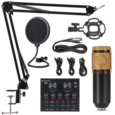 China V8 BM800 Microphone Sound Card BM 800 Studio Microphone Kits with V8 Sound Card BM800 Condenser Microphone for Computer Recording Podcast for sale