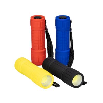 China Camping Rubber Plastic 9 Led Mini Flashlight for sale