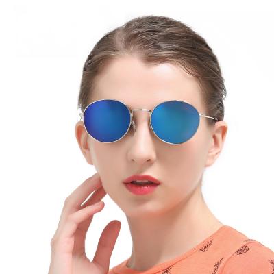 China 10 years experience 3447 metal frame colorful reflective sunglasses new style fashionable round frame sunglasses for wholesale for sale