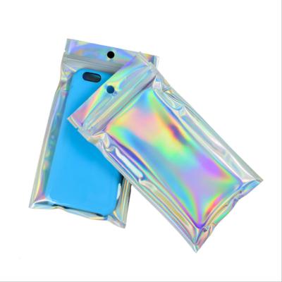 China Mini Cosmetic Laser Bag Packaging Mini Cosmetic Laser Bag Packaging Zip Lock Small Zipper Lock Holographic Clear Printed Reusable Custom Plastic Ziplock Bags for sale