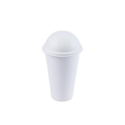 China Disposable Compostable 80mm Biodegradable Sugar Cane Coffee Cup Pulp Molded Dome Lid For Cold Drinking for sale