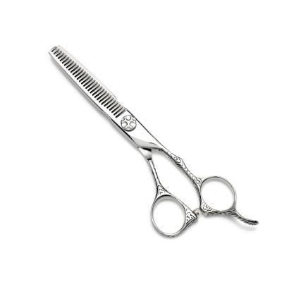 China Stylish Engraved Thinning Scissors 6 Inch Barber Offset Shear Salon Hairdressing Scissors Handle C27-6030T for sale