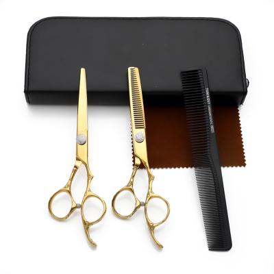 China Waybetter D29 Color Barbering Scissors Set Professional Hair Trimming Salon Gold Trimming Scissors Engraved Handle 6 Inches for sale