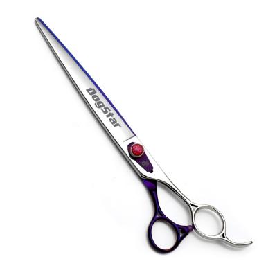 China Waybetter DS10-80S Sustainable Dog Grooming Pet Shears 8 Inch Straight Scissors Purple and Silver Coating for sale