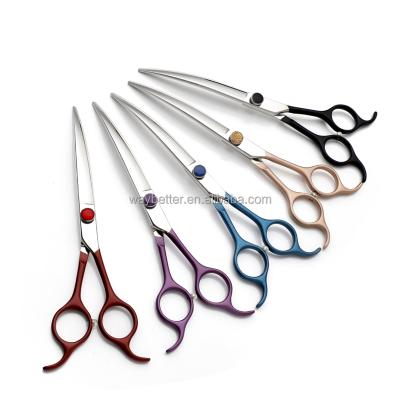 China 7 Inch Viable Dog Grooming Scissors Curved Curve Cutting Color Handles JP440C Steel Scissors OP05-70C for sale