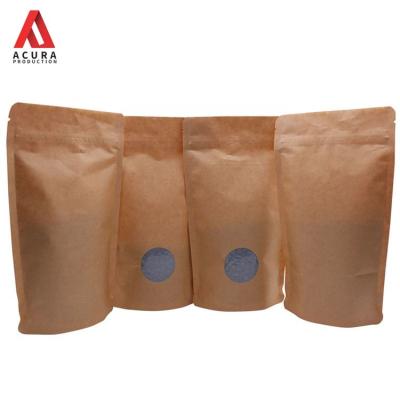 China Biodegradable Custom Printed Ziplock Stand Up Kraft Biodegradable Food Packaging Pouch Bags Paper Bag With Window Design for sale