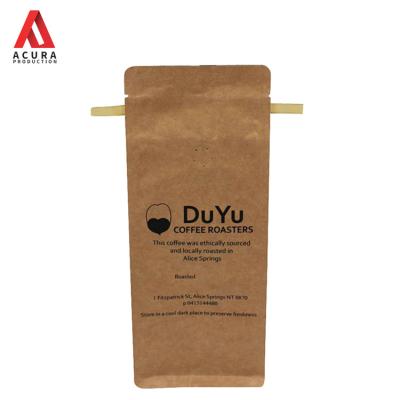 China Custom Coffee Wholesale Good Quality Kraft Paper Flat Bottom Pouch Bag Food Coffee Bag With Valve for sale