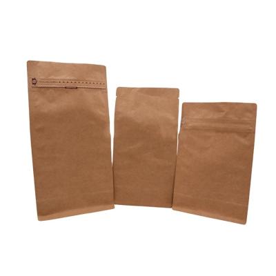 China Custom Printed Moisture Proof Zipper Stand Up Pouch Flat Bottom Kraft Paper Coffee Packaging Bags for sale