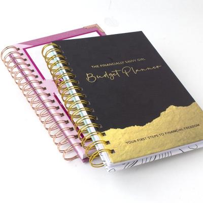 China Custom Hardcover A5 Gold Spiral Bill Organizer Budget Planner Undated With Inside Pocket for sale