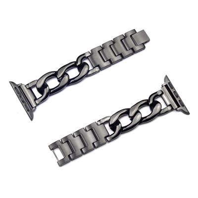 China Fanshion Stainless Steel Strap Metal Watch Band Apple Lattice Stylish Single Chain Watch Band 38mm 40mm 42mm 44mm for sale