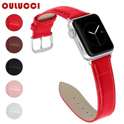 China Fashion\Dress OULUCCI Popular Luxury Compatible with Apple Watch Band Replacement Genuine Leather Band 38mm 42mm Wrist Strap for iWatch4 3 2 1 for sale