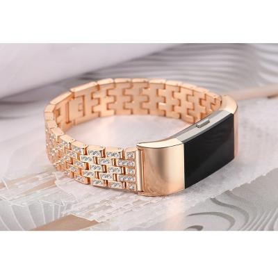 China Bling Bling For Fitbit Charge 2 Bling Diamond Stainless Steel Wrist Watch Band Strap Fitness Steel Strap Newest For Fitbit Charge 2 Wristband for sale