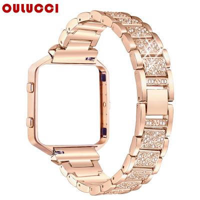 China Luxury Popular Fashion Watch Band Stainless Strap \ Dress OULUCCI For Fitbit Flame And Case Cover With Rhinestone Strap Bracelet Watch Band for sale