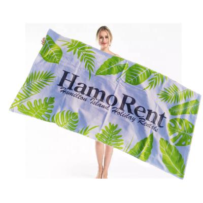 China Big Compressed Logo On Soft Beach Towel Custom Cotton Printed Towel for sale