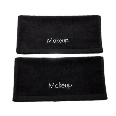 China Custom Compressed Barber Towel Black Cotton Hand Towel Makeup Washcloth for sale