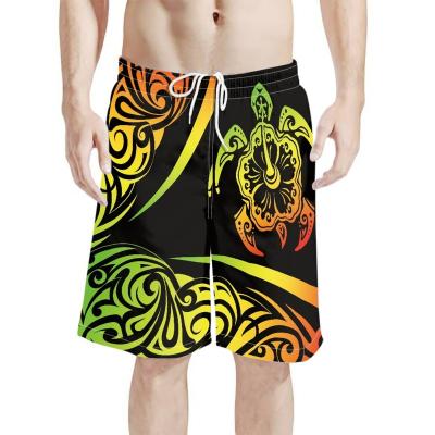 China Plus Size Breathable Summer Men Drawstring Beach Shorts Mens Surf Shorts With Turtle Print Polynesian Tribal Pattern Mens Board Shorts for sale