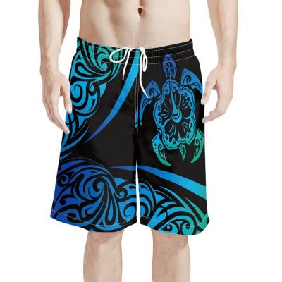 China Blue Polynesian Print Men's Plus Size Turtle Surf Board Shorts Summer Men'S Breathable Drawstring Beach Short Men's Gym Long Johns for sale