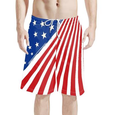 China Wholesale Plus Size Mens Breathable Fitness Basketball Shorts Mens Breathable Board Shorts With American Flag Print Mens Summer Surf Shorts for sale