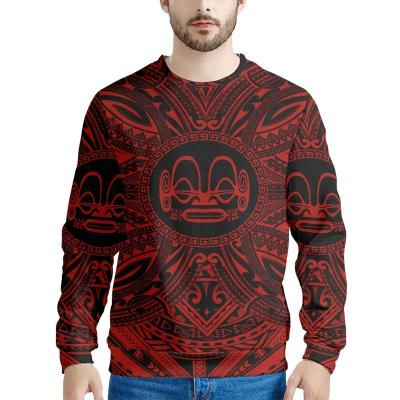 China Mark Islands Graphic Printed Men's Plus Size Red Sweatshirts Casual Men's Plus Size Sweatshirts Polynesian On Demand Print QUICK DRY Long Sleeve for sale