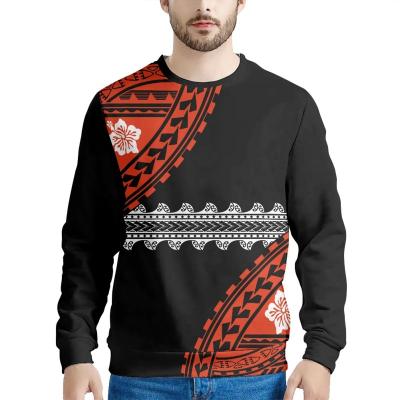 China Wholesale Custom Men's Sweater Polynesian Long Sleeved Men's Plus Size Black Top QUICK DRY With Traditional Totem Print for sale