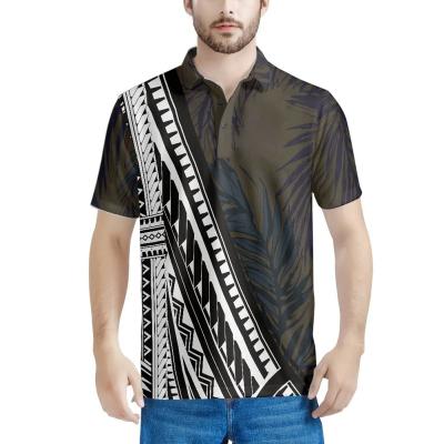 China Hot Selling Men's Polynesian QUICK DRY POLO Shirts Casual Tribal Leaf Print Mens Shorts Shorts Summer Beach Breathable Tops For Men MOQ=1 for sale