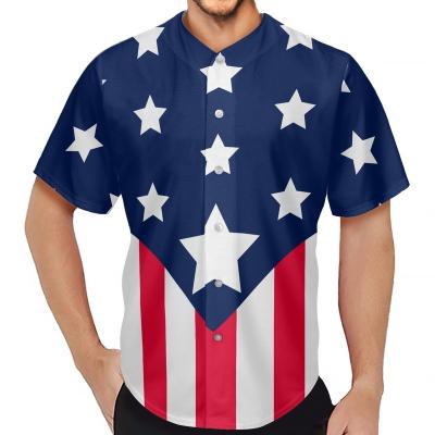 China Wholesale Hot Sale Mens Breathable Baseball Shirts With American Flag Printed Mens Button Up Summer Short Sleeve Baseball Tank Tops Mens Tank Tops for sale