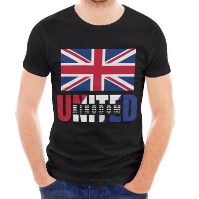 China Black Men's Breathable Crewneck Cropped T-Shirt Summer Mens T Shirts High Quality Mens T Shirts QUICK DRY With Union Jack Flag Custom for sale