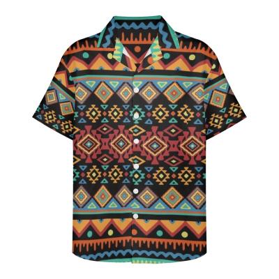 China Customize/MOQ 1 Men's Breathable Shirts All Over African Tribal Style Print Lapel Cuba Shirts Collar Casual Short Sleeve For Men for sale