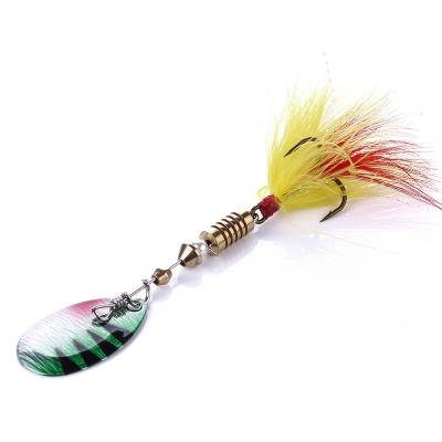 China Metal Spoon + Skirts Fishing Spoons Feather Hook Treble Hook Spinner Bait Wobbler 5.5G Metal Bait Propeller Spinnerbait for sale