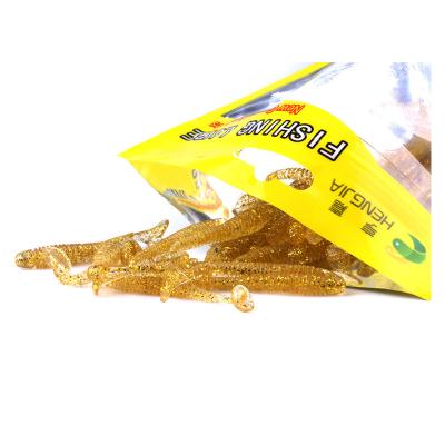 China ABS Plastic HENG JIA Border Supply 50pcs Fishing Soft Groundbait Fishing T-tail Road Subsoft Insect Fishing Lures for sale