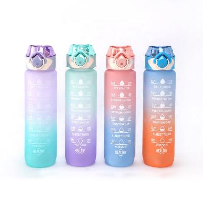 China Viable Custom Sports 32oz 1L Plastic Water Bottle With Straw Gift 1000ml Gym Fitness Motivation Water Bottles for sale