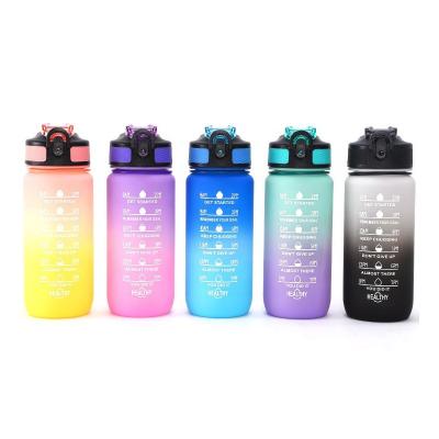 China Large Water Jug 600mL Outdoor Sports Fitness Motivational Plastic Water Bottle Sustainable Wholesale Time Marker for sale