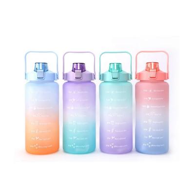 China Hot Sale Time Marker 2000ml Viable Outdoor Sport Gym Motivational Plastic Drinks Water Bottle 2L for sale