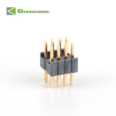 China Brass greenconn electrical connector manufacturer Pitch 1.27mm Pin Header Dual Rows DIP Type Base 2.50H Connector board to board for sale