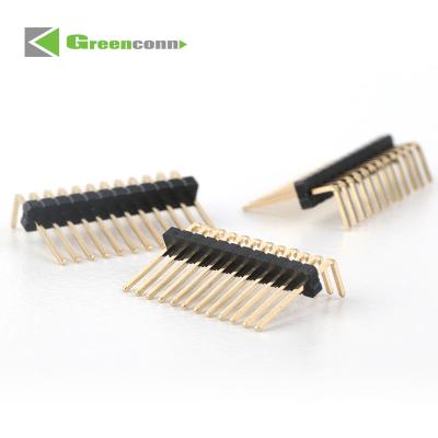 China Brass connector headers and pcb receptacles 1.27mm Pin Header Single Row R/A Type Connector pin header manufacturer male headerrer for sale