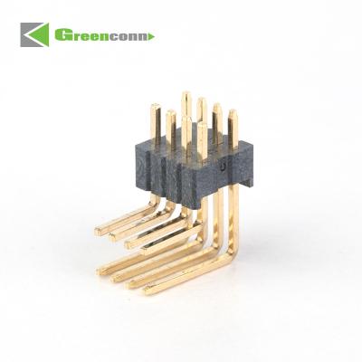 China Brass male to male header pins Pitch 1.27mm*2.54mm Pin Header Dual Rows R/A Type Base 2.54H Connector pin header 1.27 mm for sale