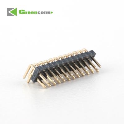 China Brass pcb pin header Socket male Head 1.27MM Double Rows 10 20 40 Pin Right-Angle Type 1.27 MM Header Connector single pin header for sale