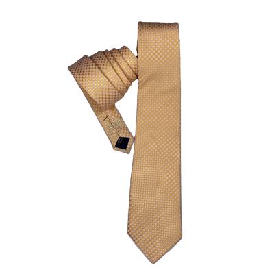 China 100%polyester man tie factory wholesale customized high end light yellow checkered small tie for sale