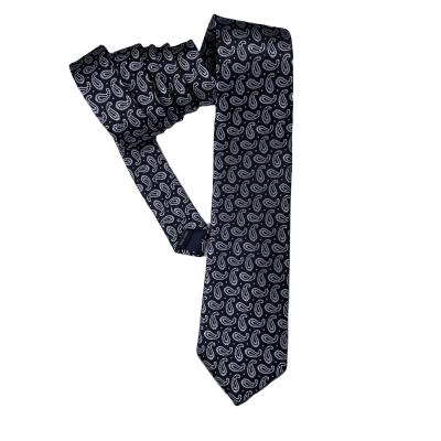 China 100%polyester man tie factory wholesale high end custom item pattern black tie for sale