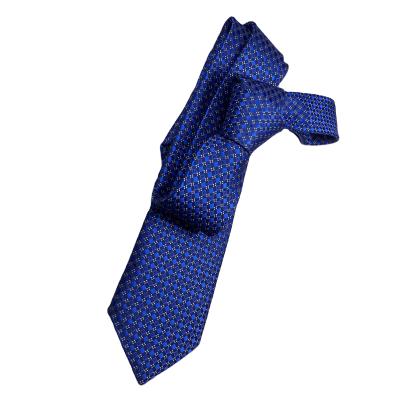 China OEM Material Polyester Tie Navy Blue Stripe Wholesale High Quality Men's Tie for sale