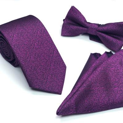 China Fashionable High Quality Tie Bow Tie Pocket Towel Set Custom LOGO Polyester Gift Box Necktie Set for sale