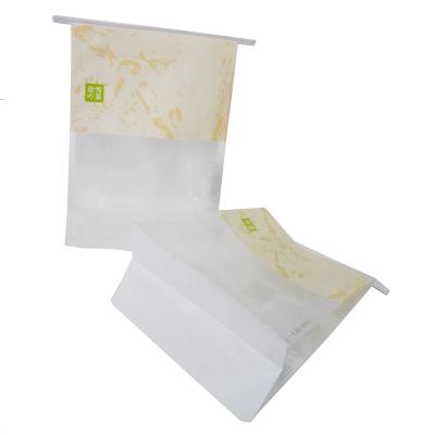 China Disposable flat bottom thin and lightweight paper bag for transparent desert/cake/bread packaging material container for sale