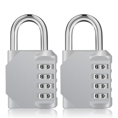 China Digital Sliver Adjustable Padlock Heavy Duty Digital Combination 4 Waterproof Combination Lock For Locker for sale