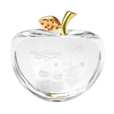 China Europe Hot Sale 3d Laser Cut Apple K9 Glass Crystal Souvenir for sale