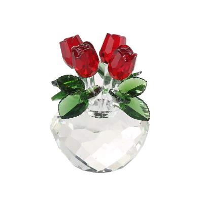 China Europe New Design Gift-boxed K9 Crystal Glass Rose Flower Spring Bouquet For Crafts for sale