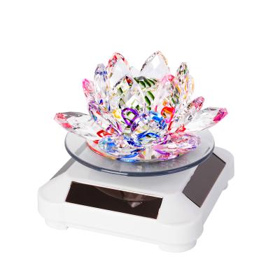 China Europe wholesale feng shui glass crystal votive lotus flower with led base for sale